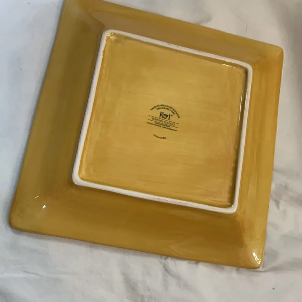 Pier 1 Hand Painted Earthenware Essential Colours 10 1/2 In Square Dinner Plate